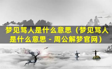 梦见骂人是什么意思（梦见骂人是什么意思 - 周公解梦官网）